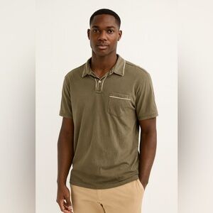 life/after/denim LAD green polo cotton shirt collar size medium